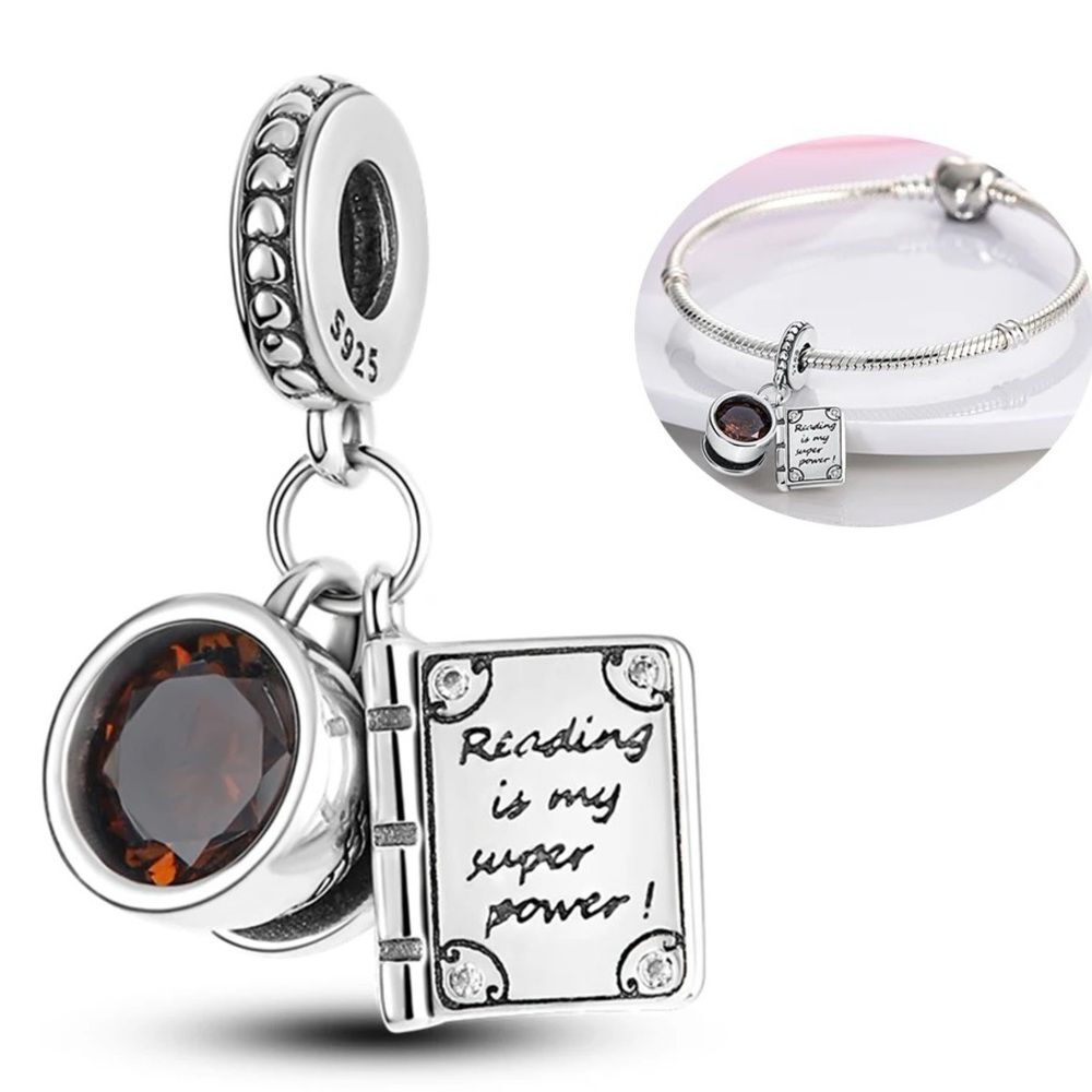 NWOT Coffee & Book S925 Silver Pandora FIT Dangle Charm - Picture 8 of 8